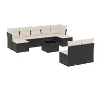 Qnhdfrt 10-Piece Modular Wicker Patio Furniture Set, Black & Cream
