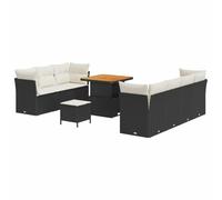 Qnhdfrt 10-Piece Modular Wicker Patio Sofa Set, Black and Cream