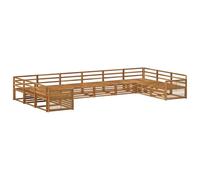 Qnhdfrt 10-Piece Solid Acacia Wood Modular Outdoor Sofa Set