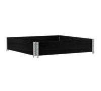 Qnhdfrt 100x100 cm Black Solid Pine Wood Square Raised Garden Bed | Features a stackable, foldable, and open-bottom design ideal for growing vegetables and flowers on patios or balconies.