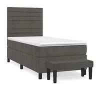 Qnhdfrt 100x200 cm Dark Gray Velvet Bed Frame with Mattress