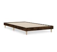 Qnhdfrt 100x200 cm Engineered Wood Bed Frame, Smoked Oak | Features integrated plywood slats and sturdy eucalyptus support; fits standard mattresses (sold separately).