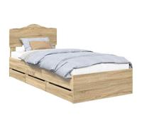 Qnhdfrt 100x200 cm Engineered Wood Bed Frame with Headboard, Sonoma Oak