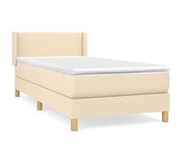 Qnhdfrt 100x200 cm Polyester Box Spring Bed with Mattress, Cream