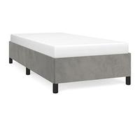 Qnhdfrt 100x200cm Light Gray Velvet Bed Frame with Wooden Slats