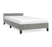 Qnhdfrt 100x200cm Light Gray Velvet Single Bed Frame with Headboard