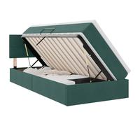 Qnhdfrt 100x200cm Velvet Storage Bed with Mattress, Dark Green