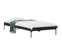 Qnhdfrt 100x200cm Wood and Metal Single Bed Frame with Slats, Black