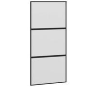 Qnhdfrt 102.5x205cm Frosted Glass Sliding Barn Door, Black Aluminum Frame