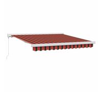 Qnhdfrt 11.5x8.2 Ft Manual Retractable Awning, Red and Black Fabric
