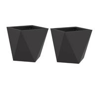 Qnhdfrt 12-inch Square Steel Outdoor Planter Black 2-Pack | Features a wavy design and integrated base, measuring 11.8 inches square for patio and garden plants.