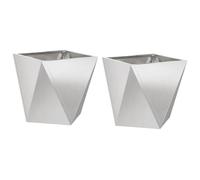 Qnhdfrt 12-inch Stainless Steel Square Planters, Silver, 2-Pack