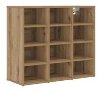 Qnhdfrt 12-Shelf Engineered Wood Shoe Cabinet, Artisan Oak