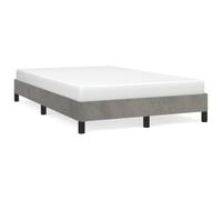 Qnhdfrt 120x190 cm Light Gray Velvet Bed Frame with Wooden Slats