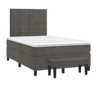 Qnhdfrt 120x190cm Dark Gray Velvet Box Spring Bed Set with Mattress