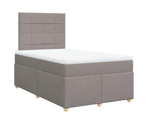 Qnhdfrt 120x190cm Fabric Bed Frame with Pocket Spring Mattress, Taupe