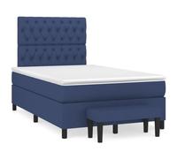 Qnhdfrt 120x200 cm Box Spring Bed with Mattress and Topper, Blue
