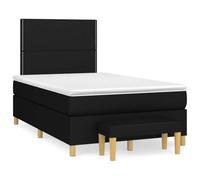 Qnhdfrt 120x200cm Black Fabric Box Spring Bed with Mattress and Bench