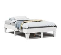 Qnhdfrt 135x190cm Solid Pine Wood Double Bed Frame with Slats, White