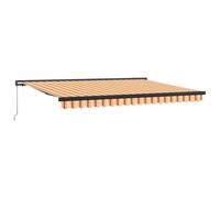 Qnhdfrt 13x10ft Manual Retractable Patio Awning, Yellow and Orange