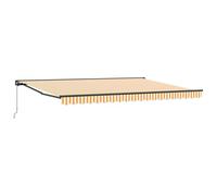 Qnhdfrt 13x11.5 ft Manual Retractable Patio Awning, Yellow and White