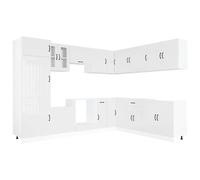 Qnhdfrt 14-Piece Engineered Wood Kitchen Cabinet Set, Glossy White