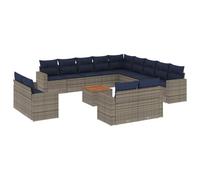 Qnhdfrt 14-Piece Modular Rattan Patio Sofa Set with Acacia Wood Table