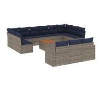 Qnhdfrt 14-Piece Rattan Patio Sectional Sofa Set with Acacia Table