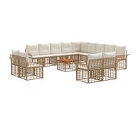 Qnhdfrt 14-Piece Wicker Patio Furniture Set with Acacia Table