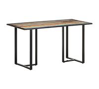 Qnhdfrt 140cm Reclaimed Wood and Metal Rectangular Dining Table