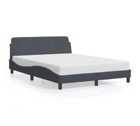 Qnhdfrt 140x190 cm Dark Gray Velvet Bed Frame with Wave Headboard