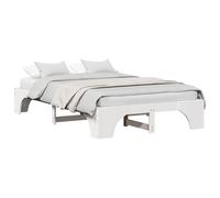 Qnhdfrt 140x190 cm Solid Pine Wood Bed Frame with Slats, White