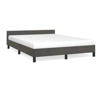 Qnhdfrt 140x190cm Dark Gray Velvet Bed Frame with Headboard