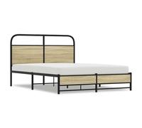 Qnhdfrt 140x190cm Double Bed Frame with Headboard, Sonoma Oak