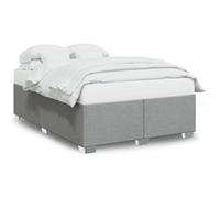 Qnhdfrt 140x190cm Light Gray Fabric Bed Frame with Wood Slats
