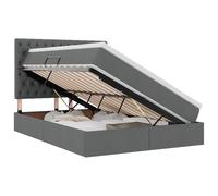 Qnhdfrt 140x190cm Storage Bed with Mattress and Topper, Dark Gray | Features hydraulic side-lift underbed storage, an upholstered headboard, and a supportive metal slat frame.