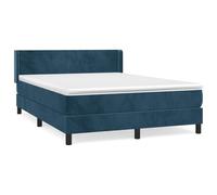 Qnhdfrt 140x190cm Velvet Box Spring Bed with Mattress, Dark Blue