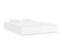 Qnhdfrt 140x200 cm Solid Pine Wood Bed Frame with Slats, White