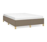Qnhdfrt 140x200 cm Taupe Fabric Bed Frame with Plywood Slats