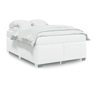 Qnhdfrt 140x200 cm White Faux Leather Bed Frame with Slats