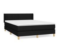 Qnhdfrt 140x200cm Box Spring Bed with Mattress and Topper, Black Fabric
