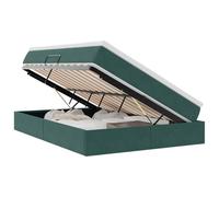Qnhdfrt 140x200cm Dark Green Velvet Storage Bed with Mattress