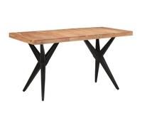 Qnhdfrt 140x70cm Rectangular Dining Table Acacia Wood & Black Metal