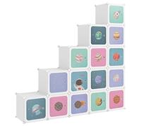 Qnhdfrt 15-Cube Modular Plastic Storage Organizer with Doors, White