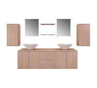 Qnhdfrt 150cm Wall-Mounted Double Bathroom Vanity Set Beige
