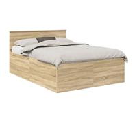 Qnhdfrt 150x200 cm Engineered Wood Bed Frame with Headboard, Sonoma Oak
