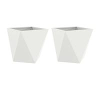 Qnhdfrt 16-inch Square Steel Outdoor Planter Boxes, Set of 2, White