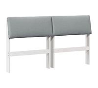Qnhdfrt 160cm Upholstered Headboard, Light Gray Pine Wood and Fabric