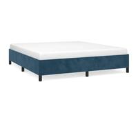 Qnhdfrt 160x200 cm Dark Blue Velvet Bed Frame with Plywood Slats | Modern design fits standard mattresses without a box spring; mattress is not included.
