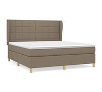 Qnhdfrt 160x200 cm Fabric Box Spring Bed with Mattress and Topper, Taupe